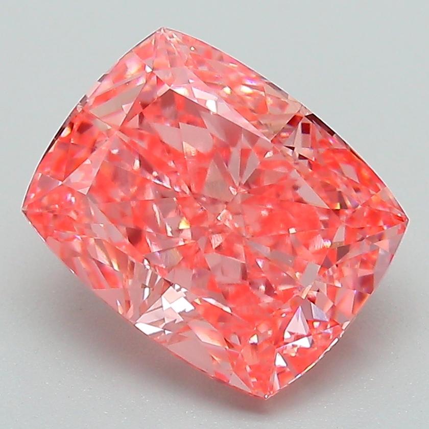 3.10 Ct. Fancy Vivid Pink Cushion Lab Grown Diamond