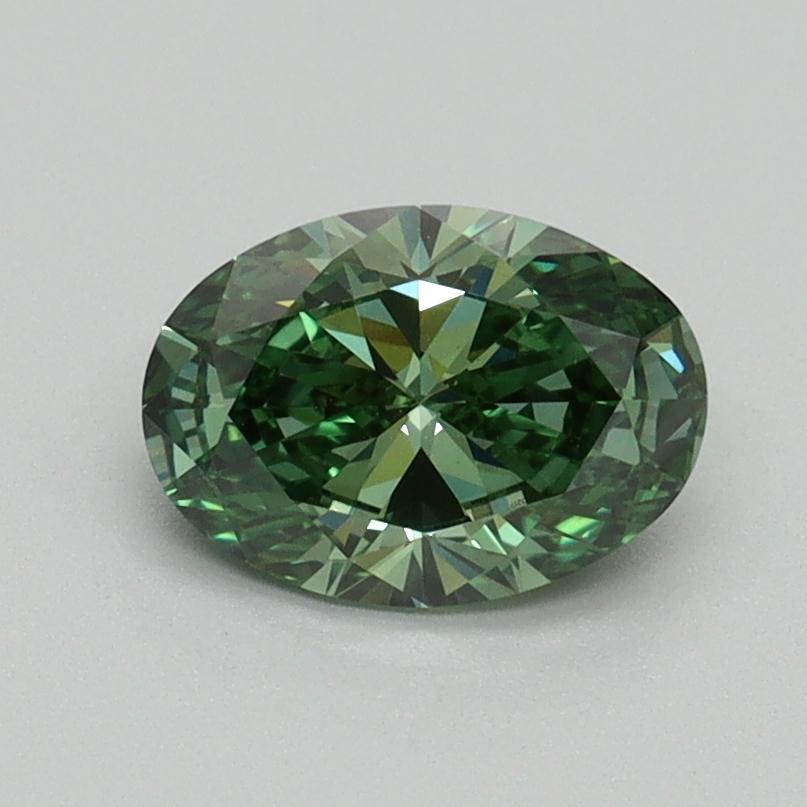 0.90 Ct. Fancy Vivid Green Oval Lab Grown Diamond