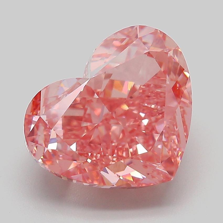 7.04 Ct. Fancy Vivid Brownish Pink Heart Lab Grown Diamond