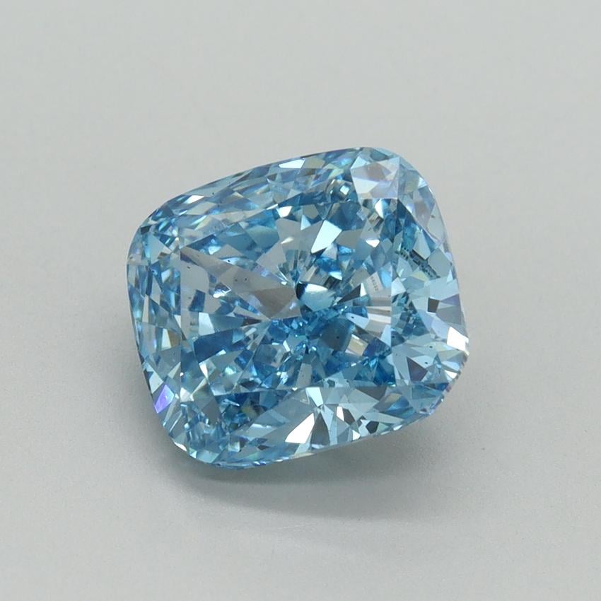 3.01 Ct. Fancy Vivid Blue Cushion Lab Grown Diamond