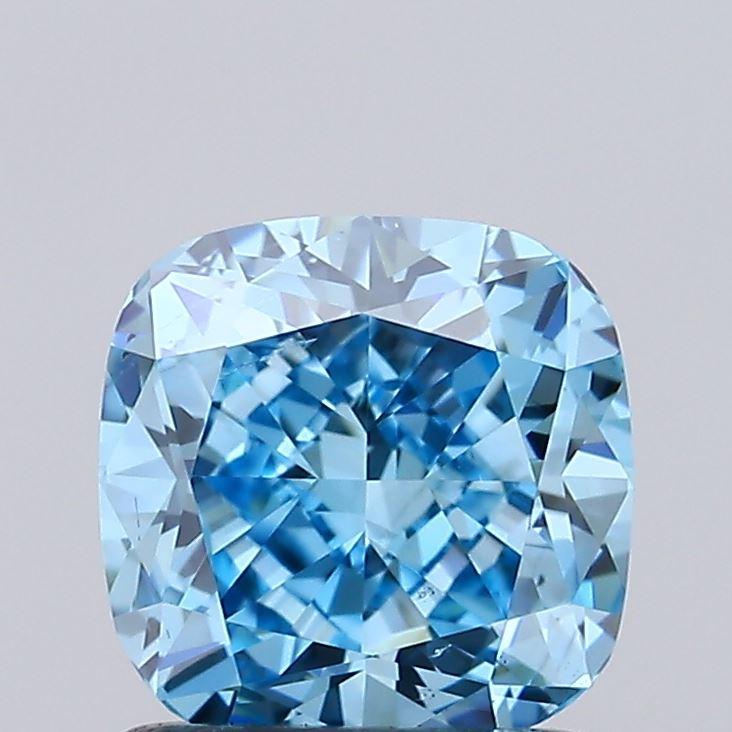 1.01 Ct. Fancy Vivid Blue Cushion Lab Grown Diamond