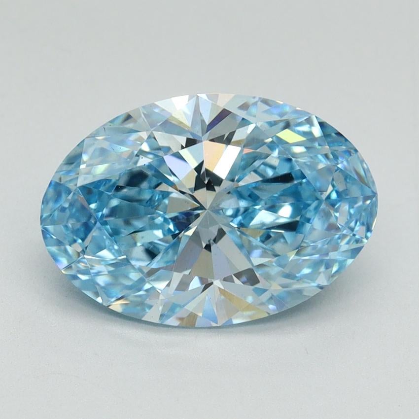 3.18 Ct. Fancy Vivid Blue Oval Lab Grown Diamond