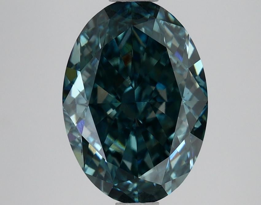 2.78 Ct. Fancy Vivid Bluish Green Oval Lab Grown Diamond