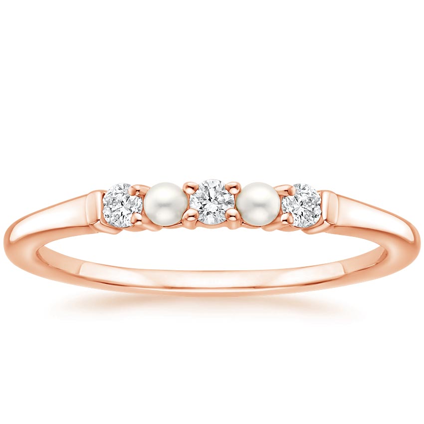 Rose Gold Rochelle Freshwater Cultured Pearl and Diamond Ring