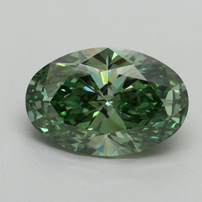 1.52 Ct. Fancy Vivid Green Oval Lab Grown Diamond