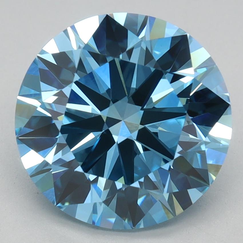 3.02 Ct. Fancy Vivid Blue Round Lab Grown Diamond