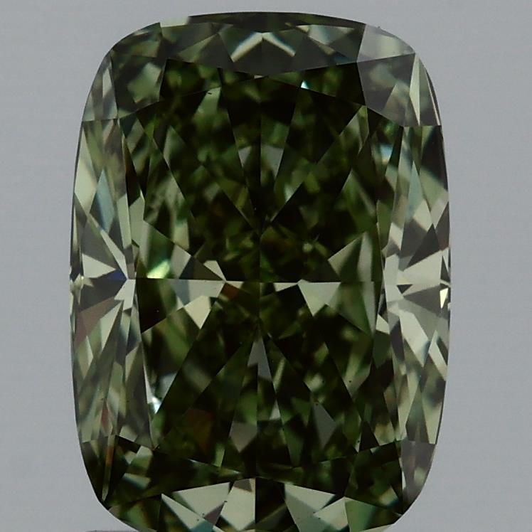 1.85 Ct. Fancy Vivid Green Cushion Lab Grown Diamond