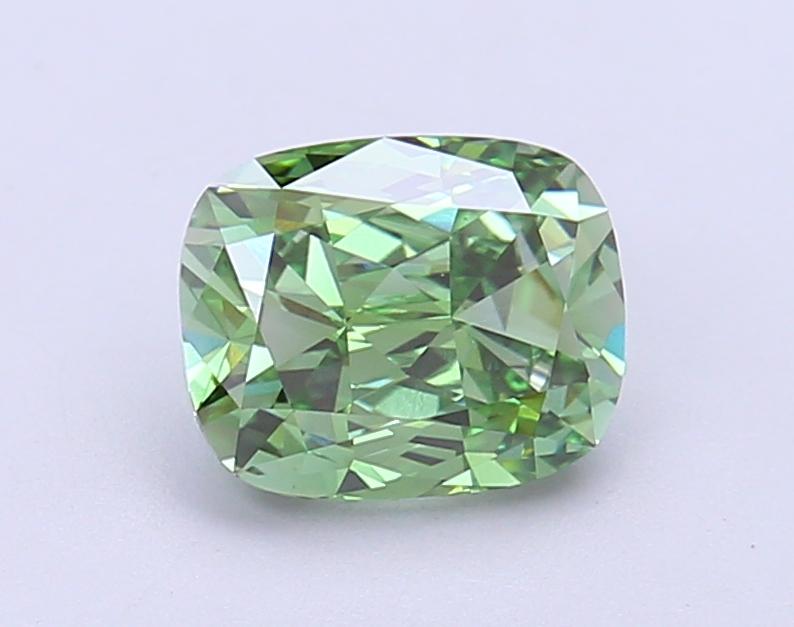 1.55 Ct. Fancy Vivid Green Cushion Lab Grown Diamond