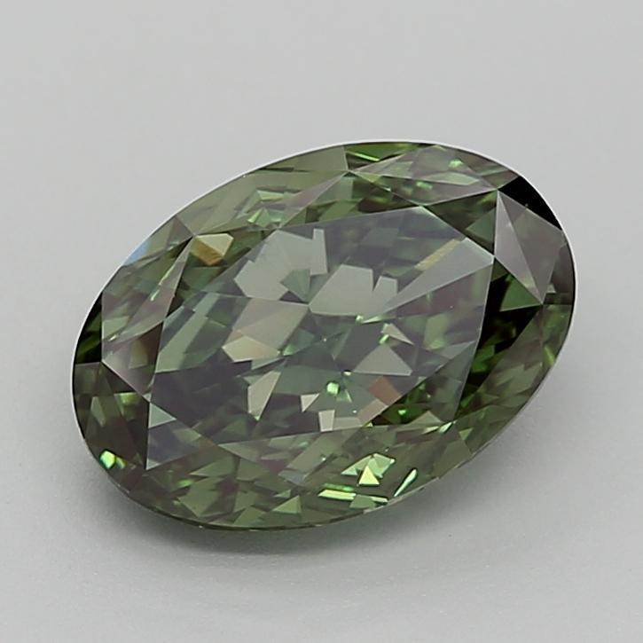 3.32 Ct. Fancy Vivid  Green Oval Lab Grown Diamond
