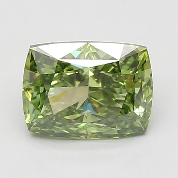 1.59 Ct. Fancy Vivid Green Cushion Lab Grown Diamond