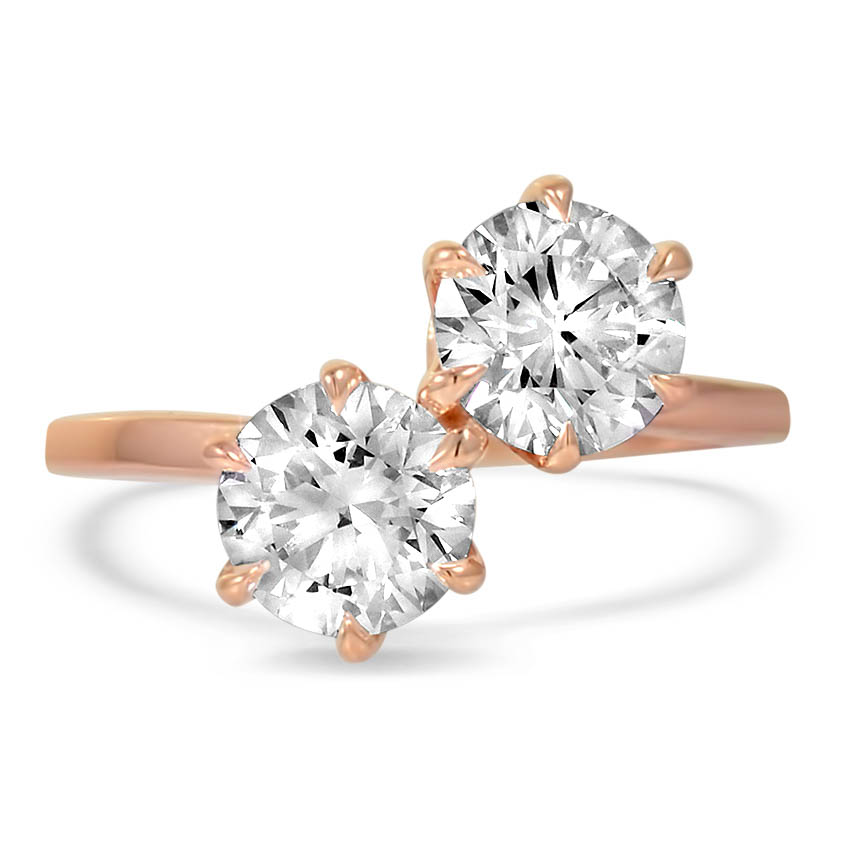 Custom Asymmetrical Two Stone Diamond Ring