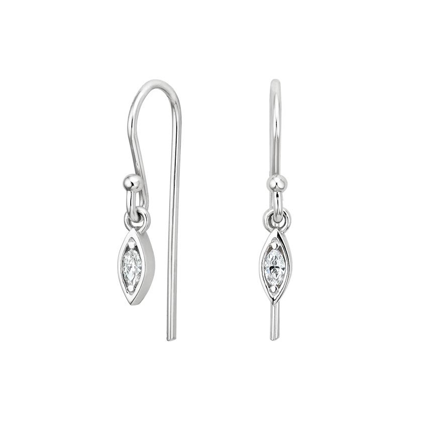 Falling Petal Diamond Earrings in 18K White Gold