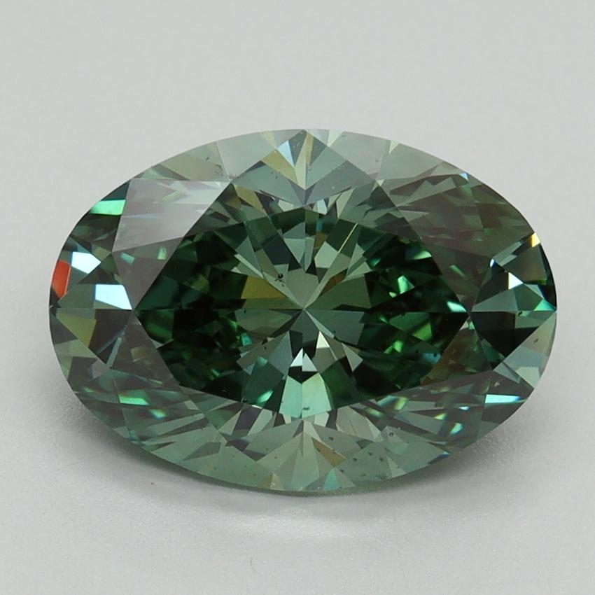 3.04 Ct. Fancy Vivid Green Oval Lab Grown Diamond