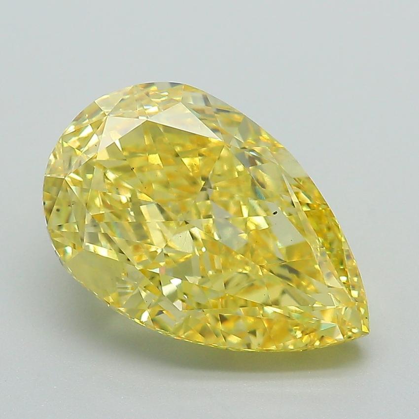 5.42 Ct. Fancy Vivid Yellow Pear Lab Grown Diamond