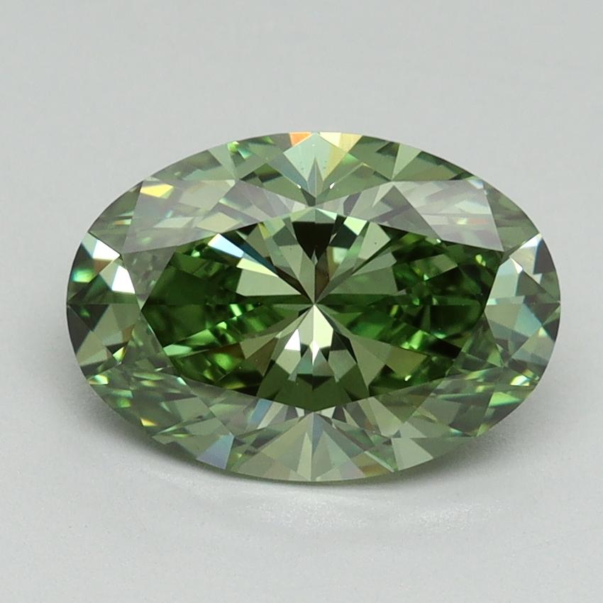 2.17 Ct. Fancy Vivid Green Oval Lab Grown Diamond