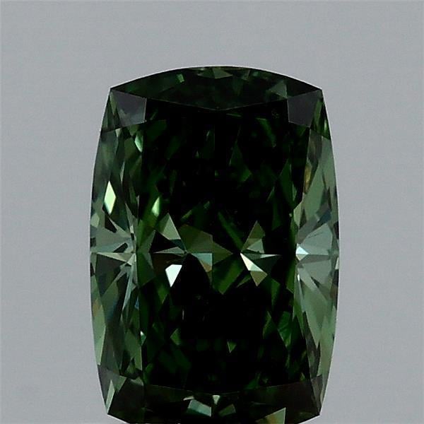 1.09 Ct. Fancy Vivid  Green Cushion Lab Grown Diamond