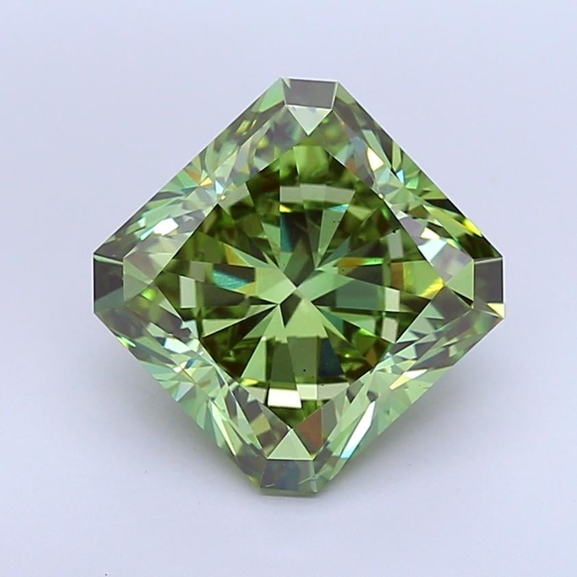 7.28 Ct. Fancy Vivid  Green Radiant Lab Grown Diamond