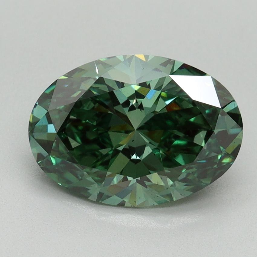 2.03 Ct. Fancy Vivid Pacific Green Oval Lab Grown Diamond