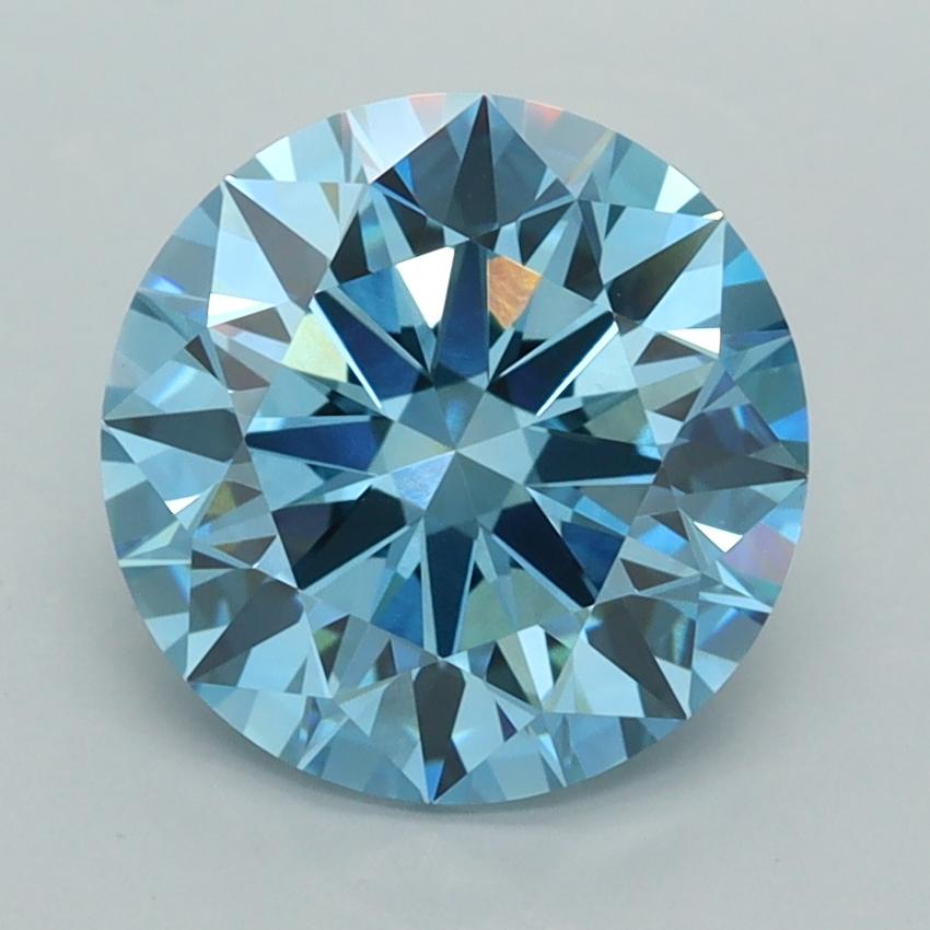 3.02 Ct. Fancy Vivid  Blue Round Lab Grown Diamond