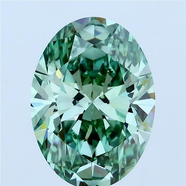 3.07 Ct. Fancy Vivid Green Oval Lab Grown Diamond