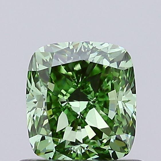 0.58 Ct. Fancy Vivid Green Cushion Lab Grown Diamond