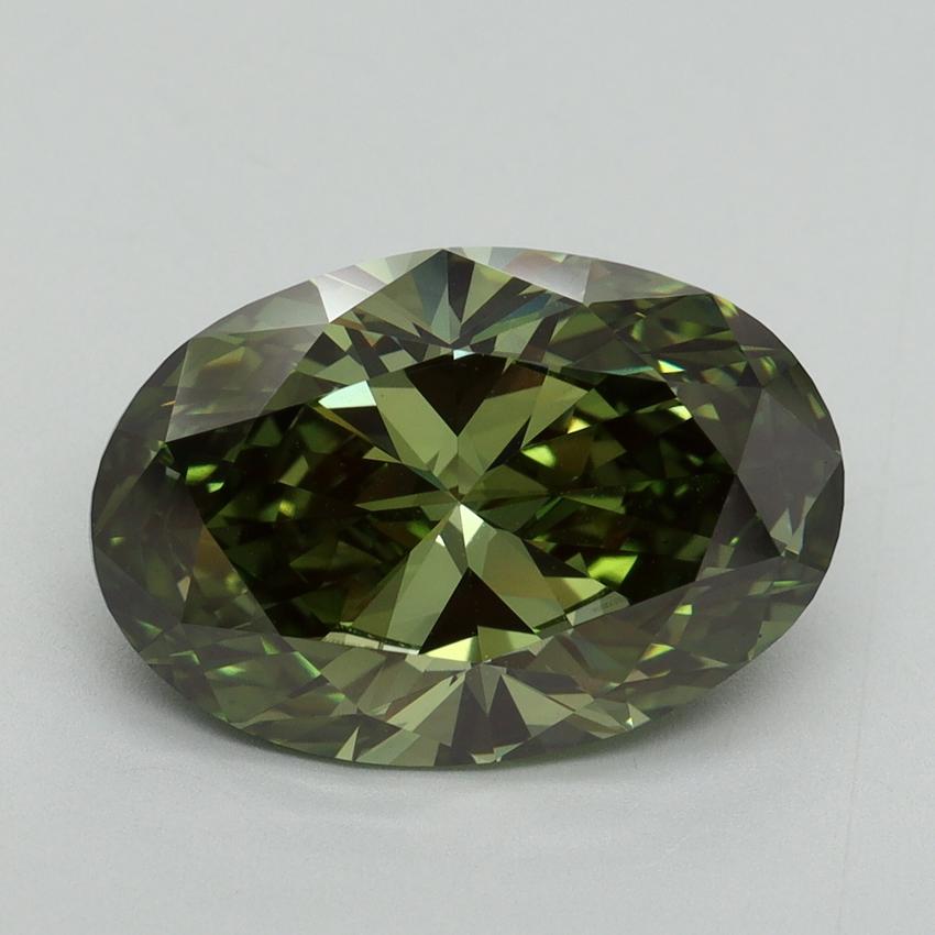 5.21 Ct. Fancy Vivid Green Oval Lab Grown Diamond