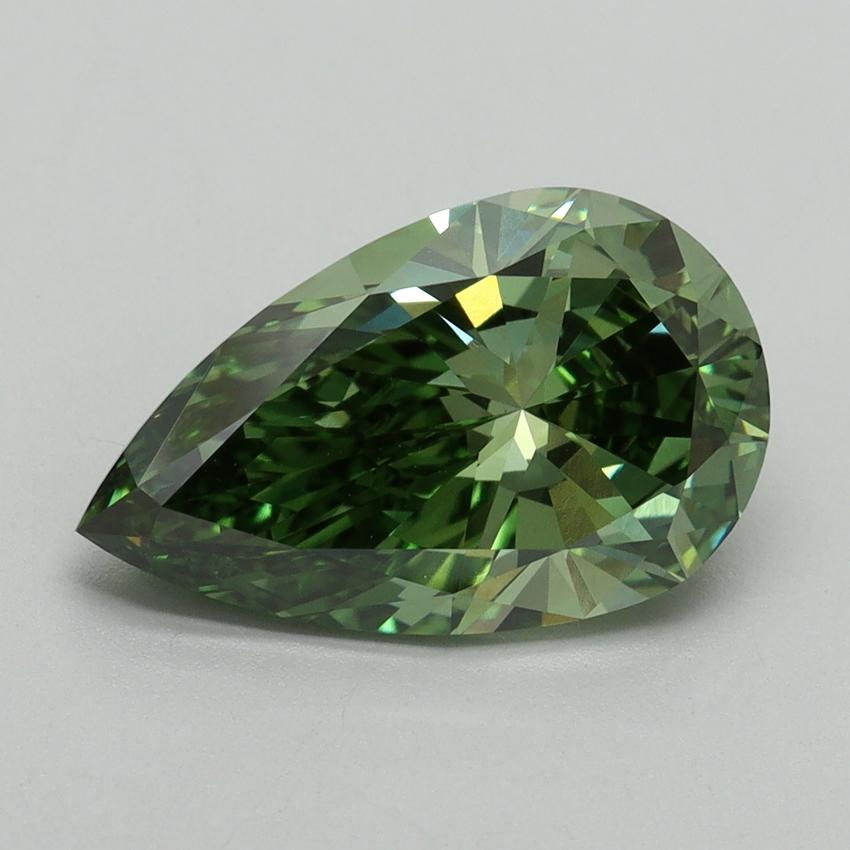 3.01 Ct. Fancy Vivid Green Pear Lab Grown Diamond