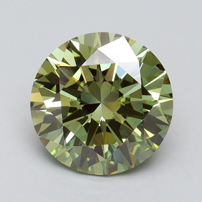 2.06 Ct. Fancy Vivid Green Round Lab Grown Diamond