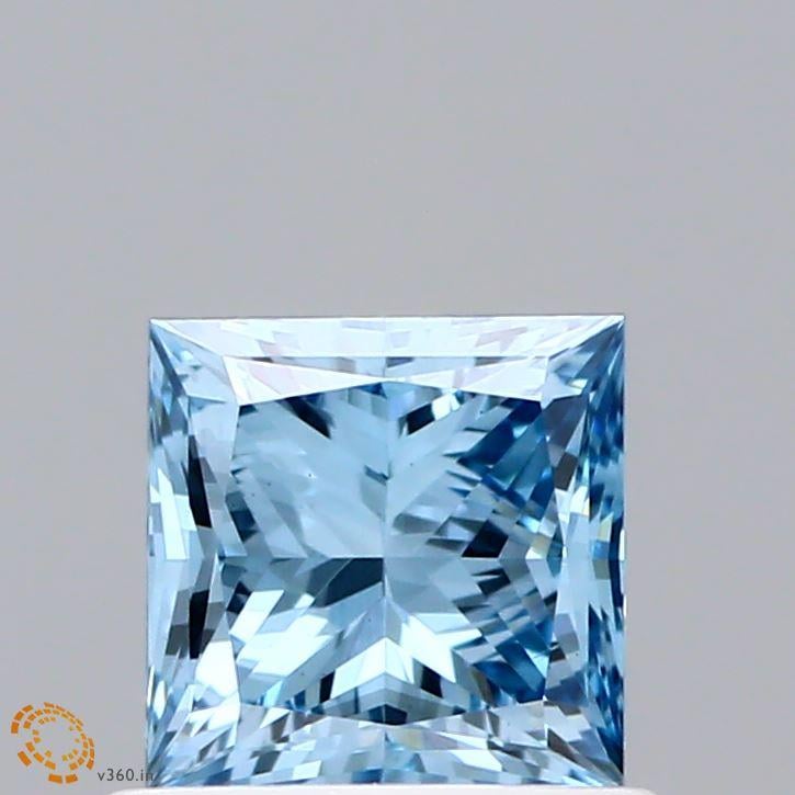 0.90 Ct. Fancy Vivid  Blue Princess Lab Grown Diamond