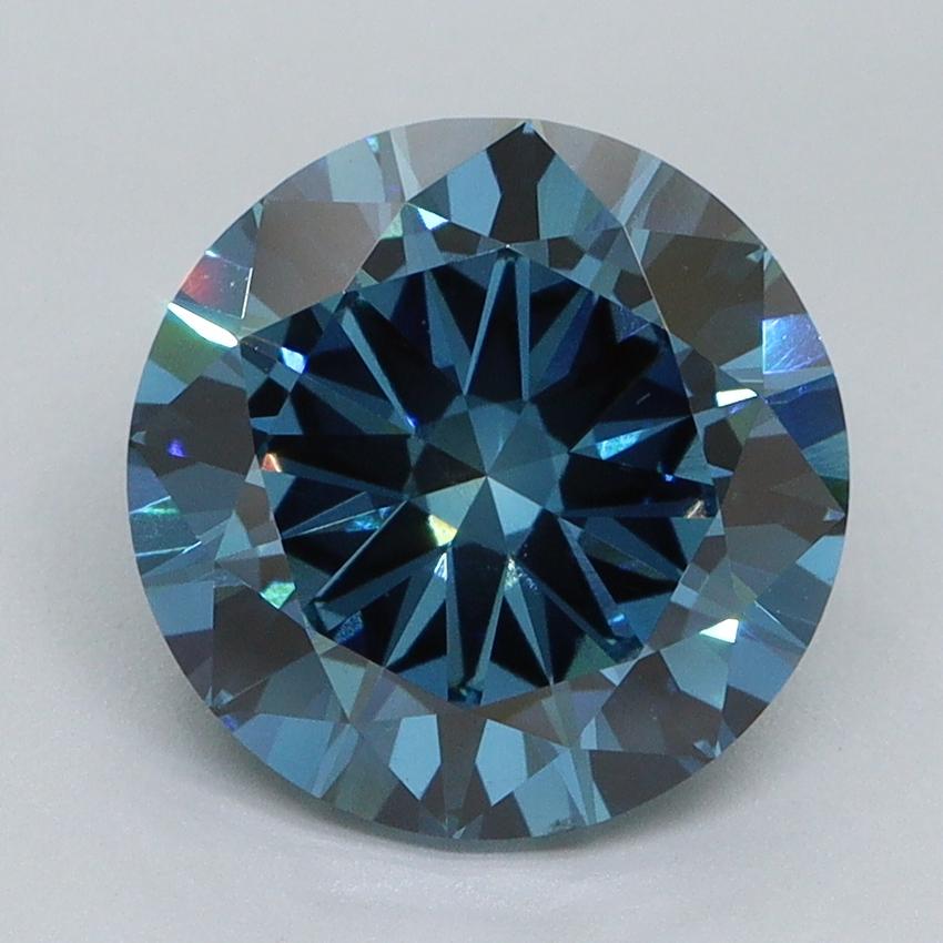 3.00 Ct. Fancy Vivid Malibu Blue Round Lab Grown Diamond