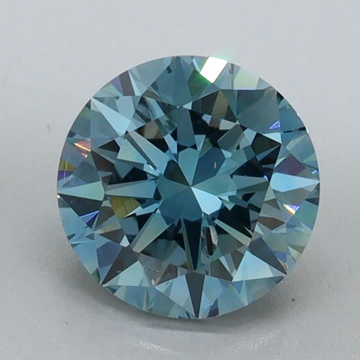 1.28 Ct. Fancy Vivid Malibu Blue Round Lab Grown Diamond