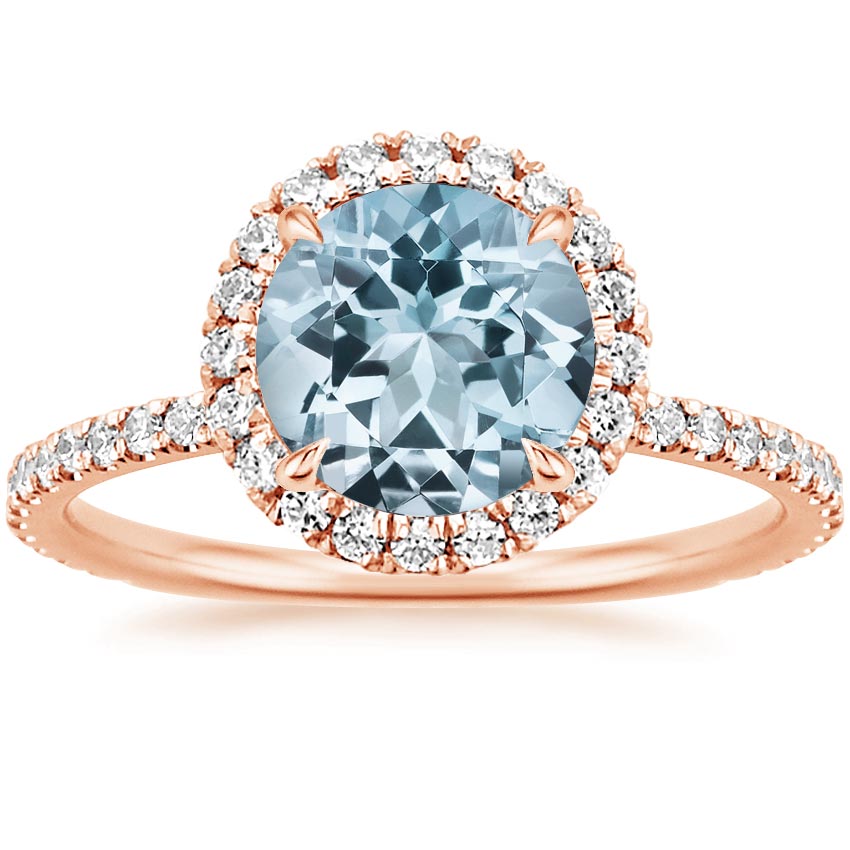 Rose Gold Aquamarine Waverly Diamond Ring (1/2 ct. tw.)