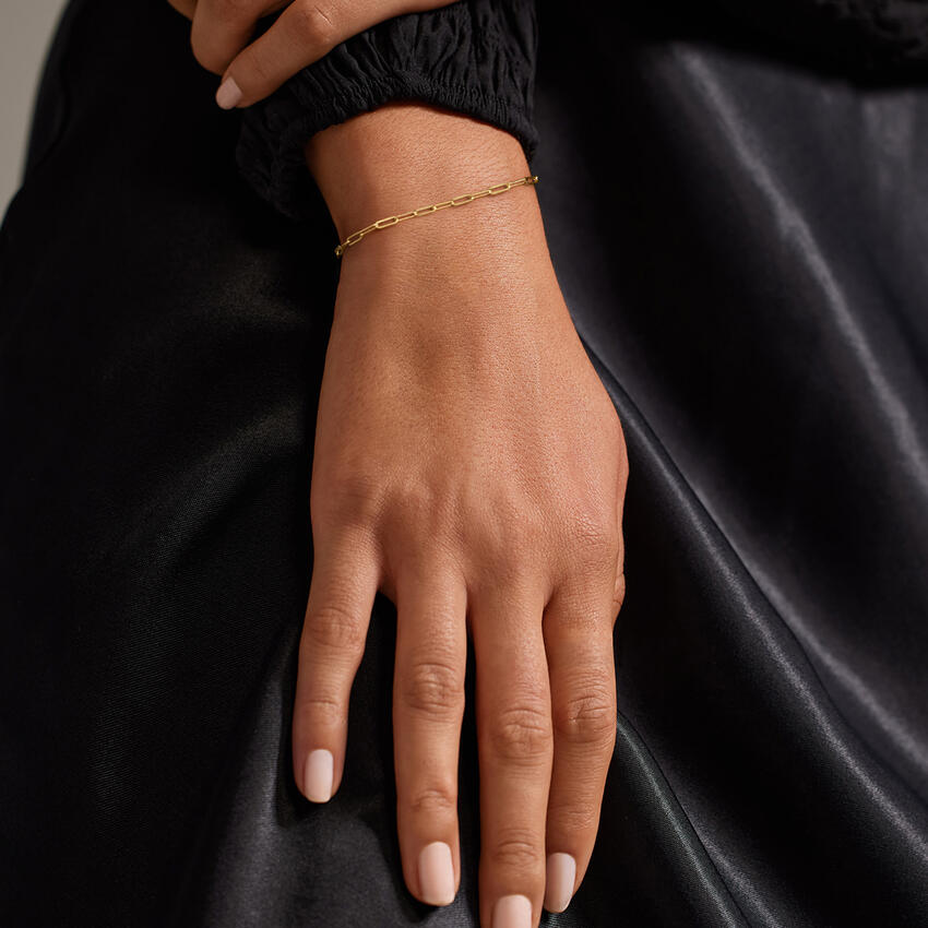 14K Yellow Gold Devon 7 in. Paperclip Chain Bracelet (Small)