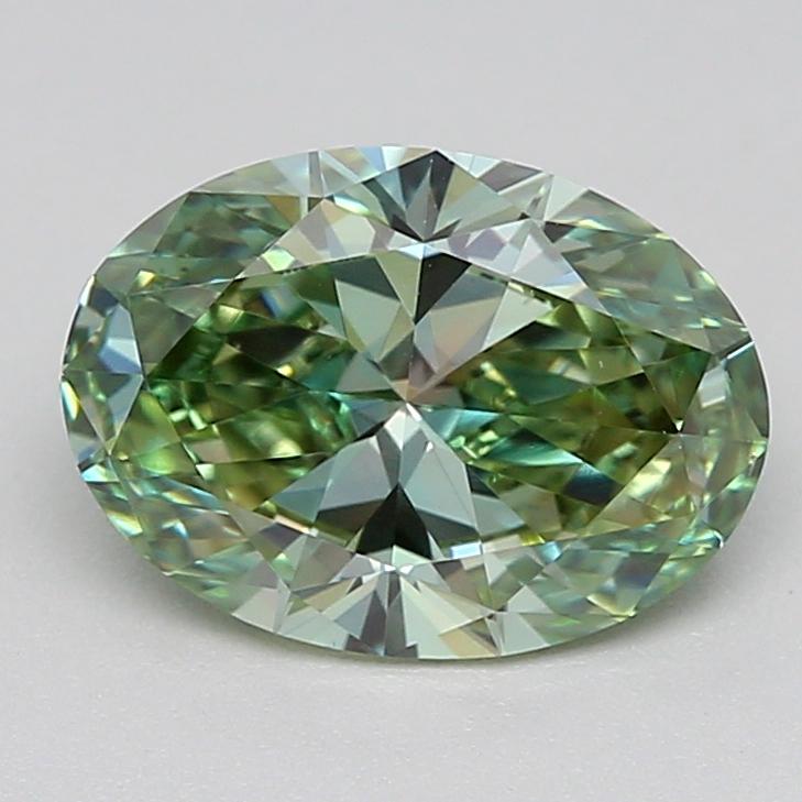 0.86 Ct. Fancy Vivid Green Oval Lab Grown Diamond