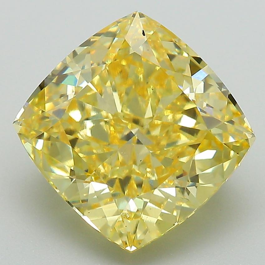 6.36 Ct. Fancy Vivid Yellow Cushion Lab Grown Diamond
