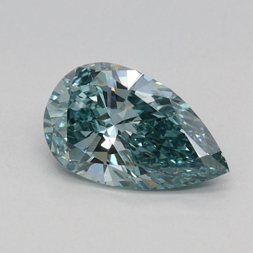 0.58 Ct. Fancy Vivid Bluish Green Pear Lab Grown Diamond