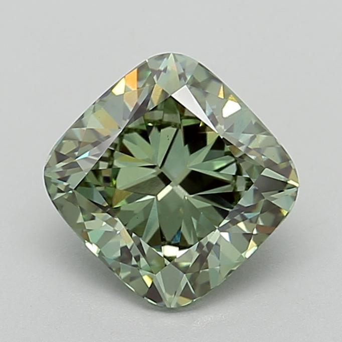 2.61 Ct. Fancy Vivid  Green Cushion Lab Grown Diamond