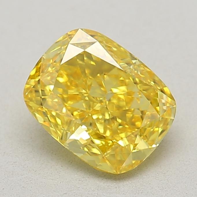 0.86 Ct. Fancy Vivid  Yellow Cushion Lab Grown Diamond