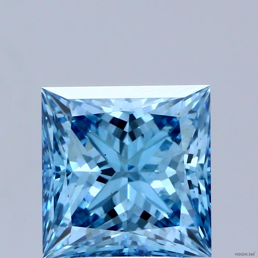 3.59 Ct. Fancy Vivid Blue Princess Lab Grown Diamond