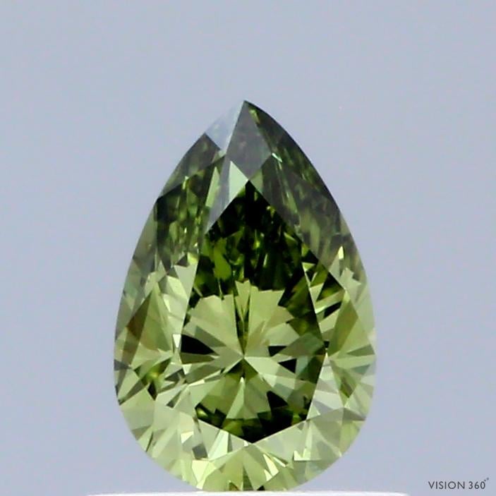 0.52 Ct. Fancy Vivid Green Pear Lab Grown Diamond