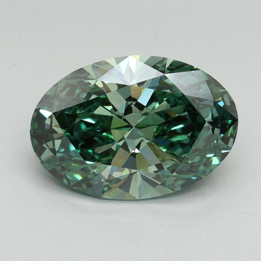 3.07 Ct. Fancy Vivid Green Oval Lab Grown Diamond