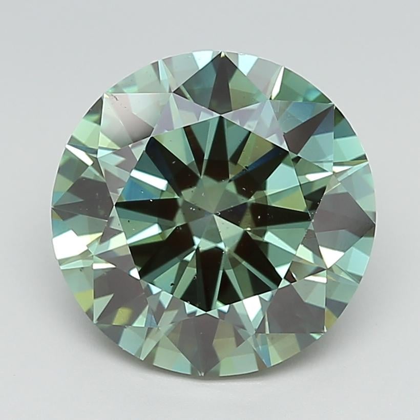 5.97 Ct. Fancy Vivid  Green Round Lab Grown Diamond