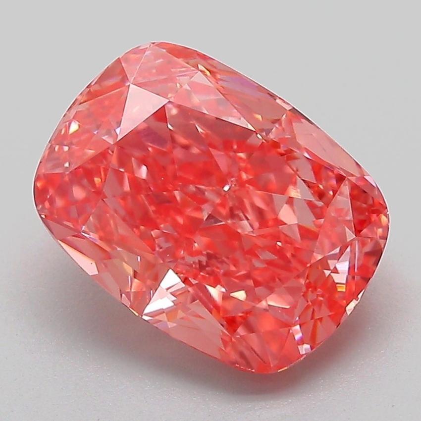 3.18 Ct. Fancy Vivid Pink Cushion Lab Grown Diamond