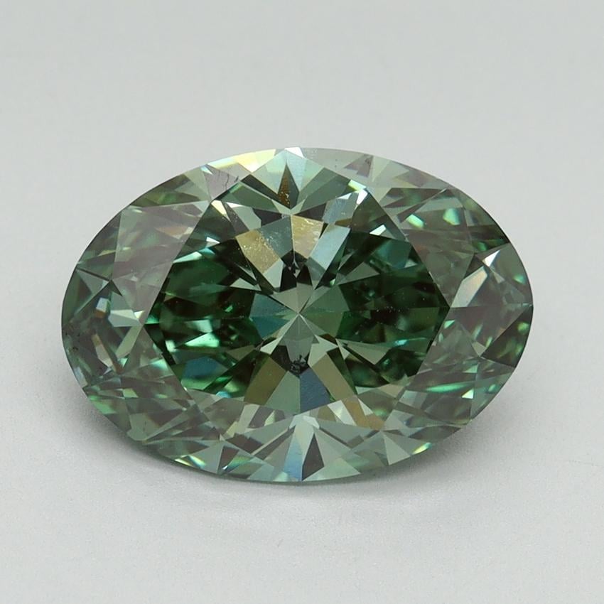 3.09 Ct. Fancy Vivid Green Oval Lab Grown Diamond