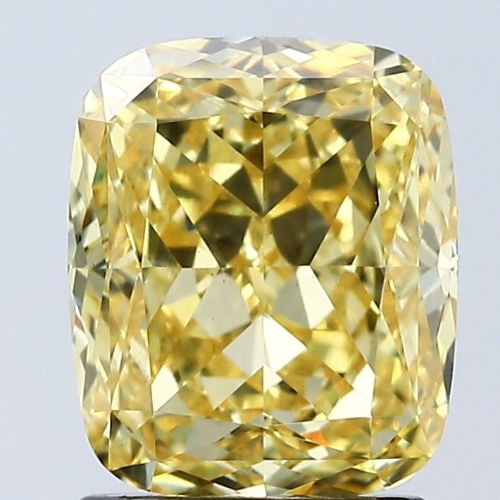 2.08 Ct. Fancy Vivid Yellow Cushion Lab Grown Diamond