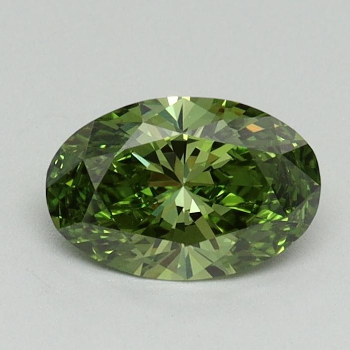 0.66 Ct. Fancy Vivid Green Oval Lab Grown Diamond