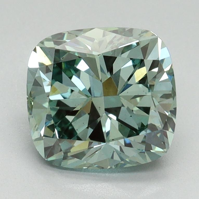 2.00 Ct. Fancy Vivid Green Cushion Lab Grown Diamond