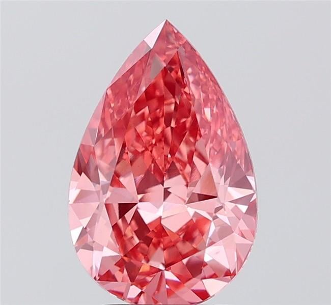 3.19 Ct. Fancy Vivid  Pink Pear Lab Grown Diamond