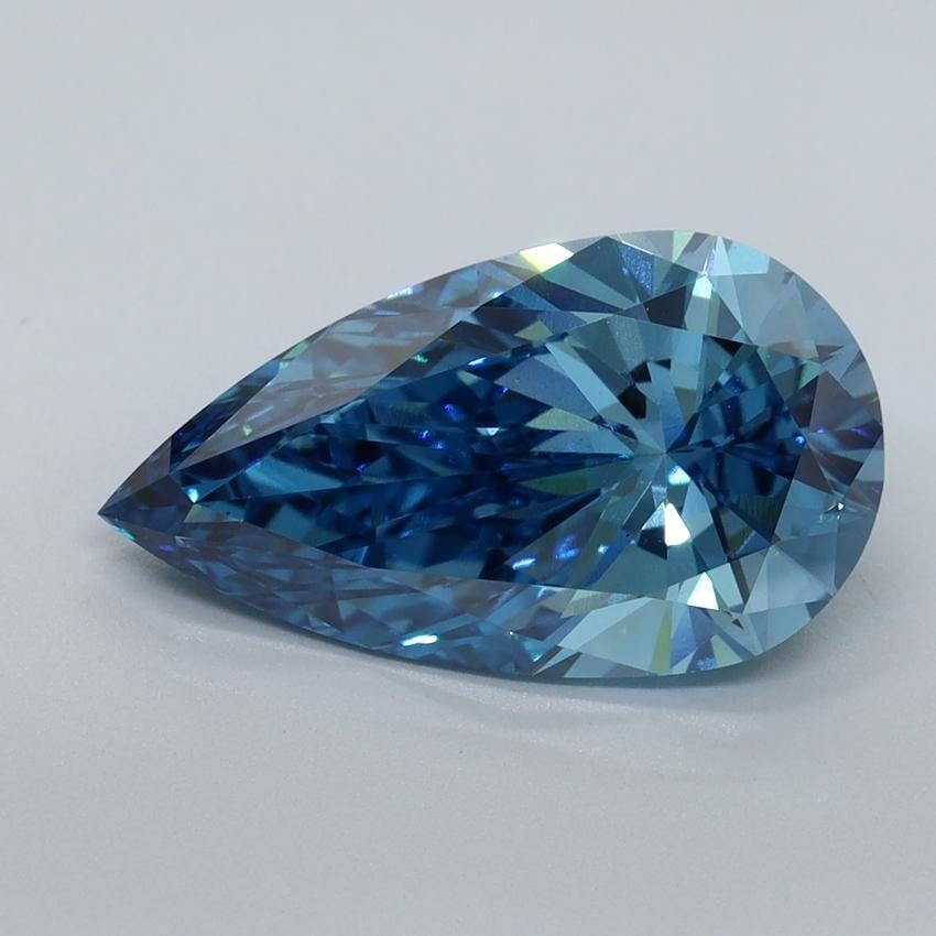 3.05 Ct. Fancy Vivid Malibu Blue Pear Lab Grown Diamond