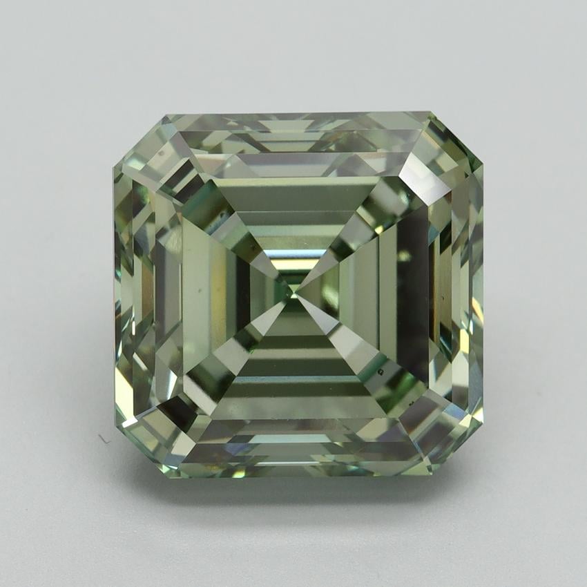 10.54 Ct. Fancy Vivid Green Asscher Lab Grown Diamond